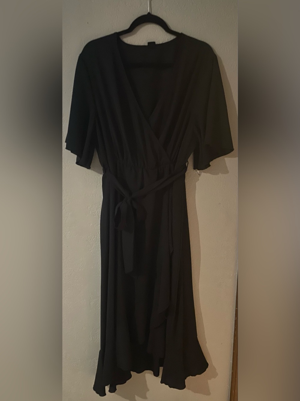 Black Wrap Dress with Tie Waist